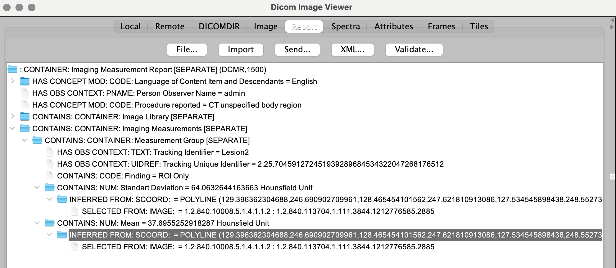 Freehand DICOMSR in DICOM Image Viewer