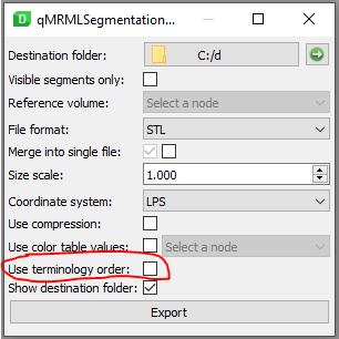 New option in segmentation export to consider terminology